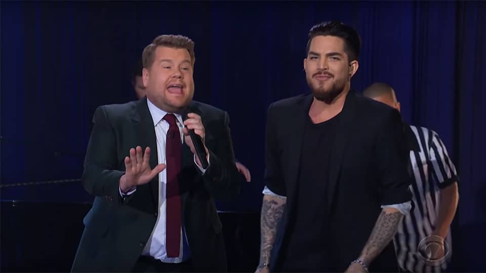 James Corden and Adam Lambert