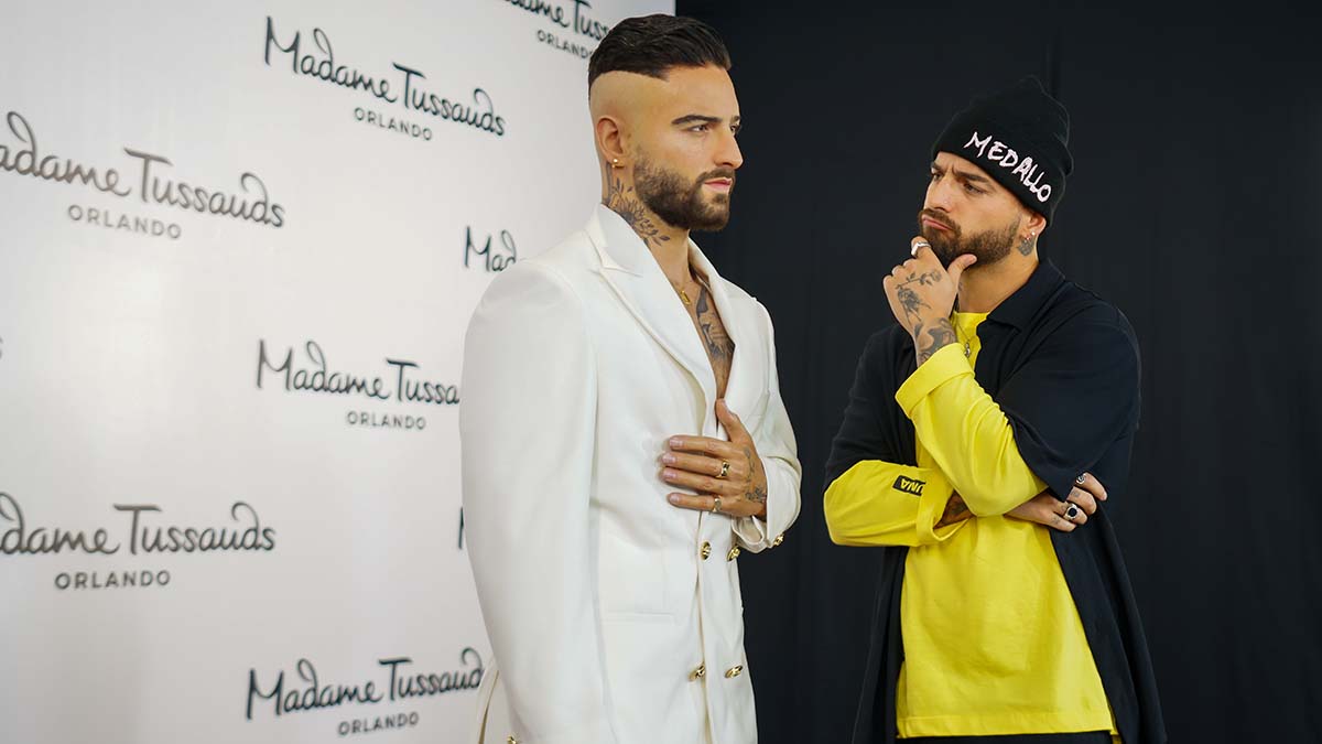 Maluma with his Madame Tussauds figure