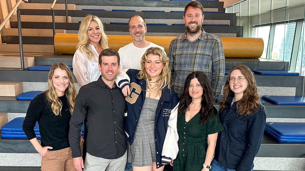 Front Row (L-R): Shannon Saunders, Alex Luebbert, Dasha, Carrie Murphy, Allie Gaylon Back Row (L-R): Sloane Cavitt Logue, Nate Towne, Michael Coughlin