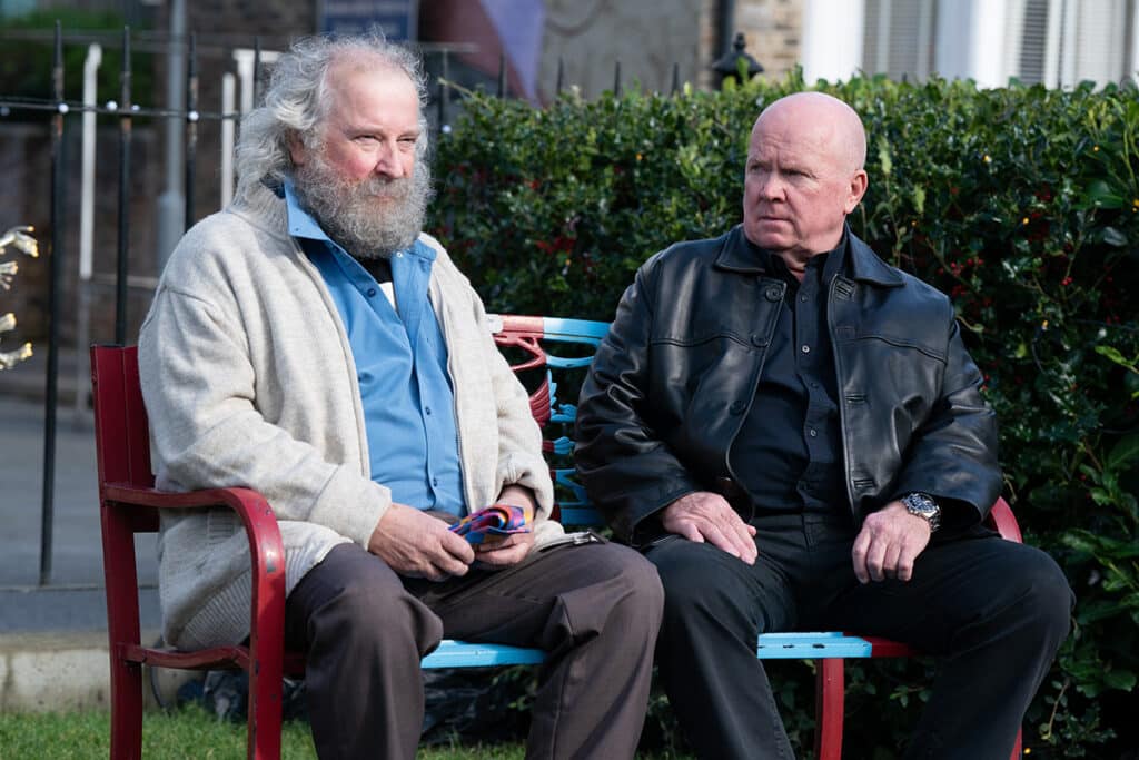 Paul Bradley as Nigel Bates and Steve McFadden as Phil Mitchell in EastEnders