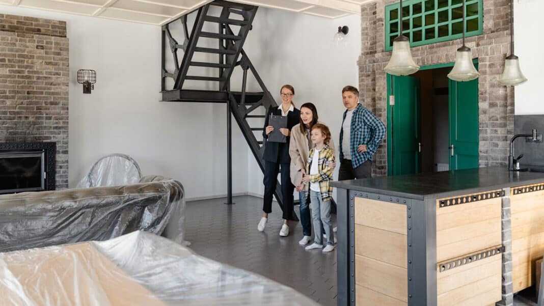 Family in a new home