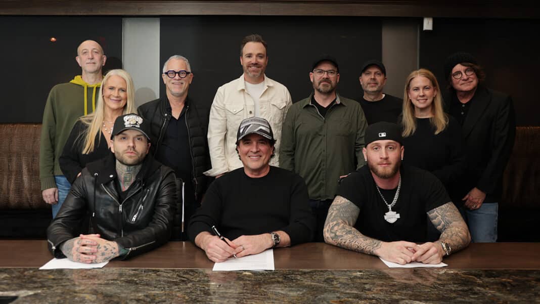 Back Row (L-R): Big Machine Label Group’s Mike Rittberg and Allison Jones, EM.CO’s Scott Siman, Big Machine Records’ Kris Lamb, EM.CO’s James Stewart, Big Machine Label Group’s Andrew Kautz, Megan Joyce and Julian Raymond Front Row (L-R): Something Out West’s Drew Arthur, Big Machine Label Group’s Scott Borchetta, Something Out West’s Chet Hanks
