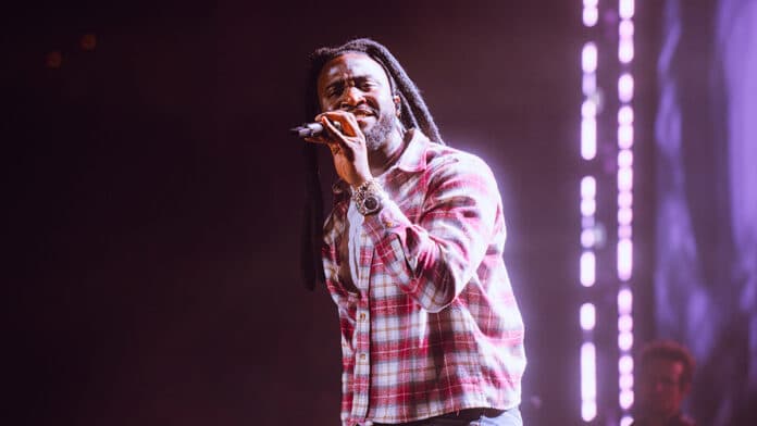 Shaboozey performing at The O2 in London for C2C 2025