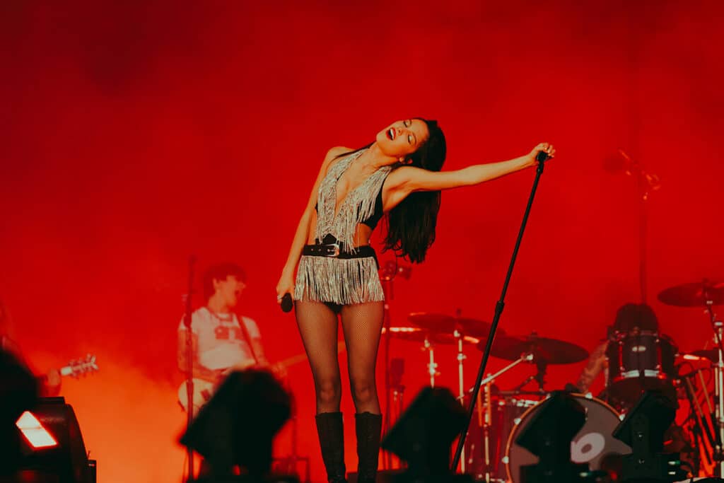 Olivia Rodrigo performing at BST Hyde Park