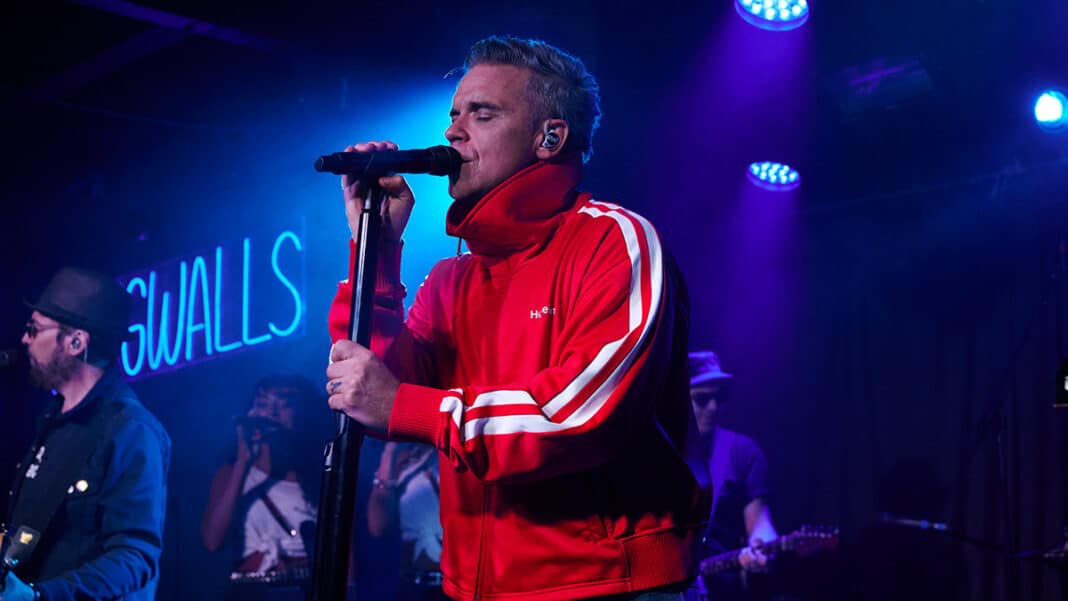 Robbie Williams performing at DIngwalls