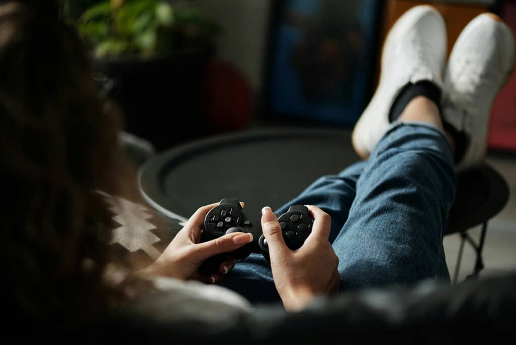 Woman with gaming controller